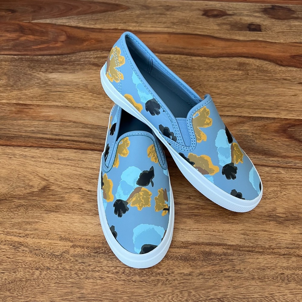 Coach Chrissy Floral Cornflower Leather Slip on Sneakers Size 6 NEW